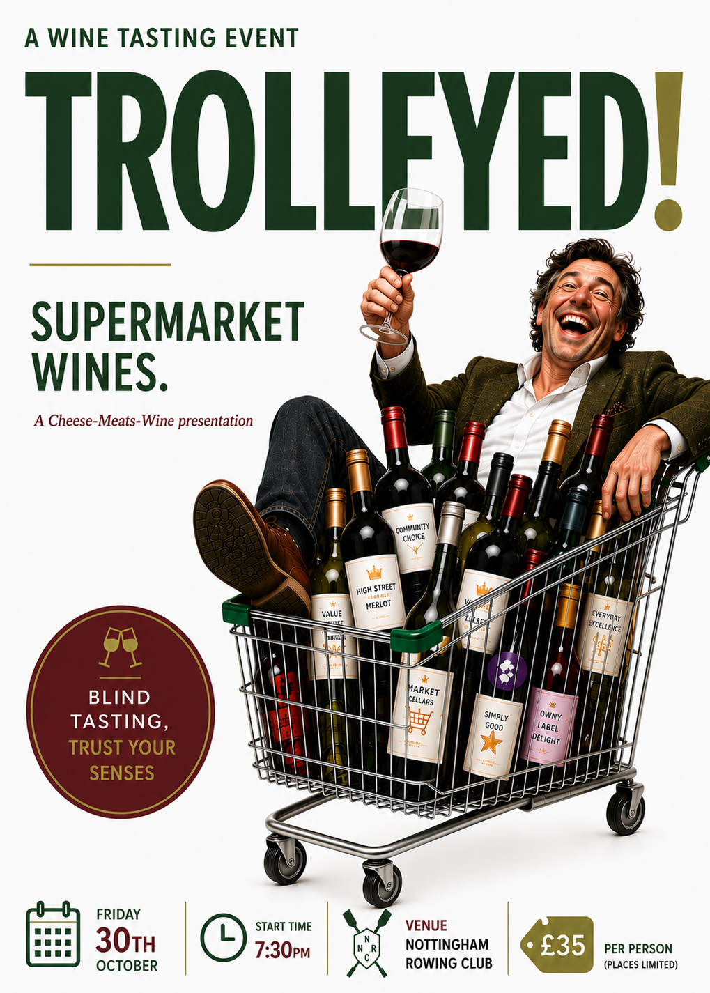 Trolleyed wine tasting poster